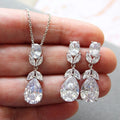 European Light Luxury Long Jewelry Set With Marquise Teardrop Floral Necklace And Earrings view 1