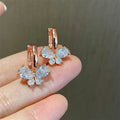 Butterfly Zircon Inlaid Huggie Earrings For Women, Sparkling Sweet Elegant Daily Jewelry view 7