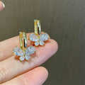 Butterfly Zircon Inlaid Huggie Earrings For Women, Sparkling Sweet Elegant Daily Jewelry view 1