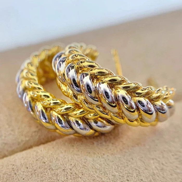 French Geometric Line Stud Earrings For Women, Elegant Daily Fashion Lady Ear Jewelry