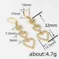 European American Heart Drop Earrings For Women Micro Paved Zircon Sweet Banquet Ear Cuffs view 4