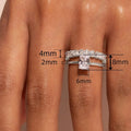 Stackable Couple Rings For Women With Square Zircon Inlay, Geometric Fashion Engagement Jewelry view 4