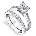 Stackable Square Geometric Couple Rings For Women With Zircon Inlay, Fashion Engagement Party Jewelry view 5