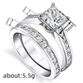 Stackable Square Geometric Couple Rings For Women With Zircon Inlay, Fashion Engagement Party Jewelry view 4