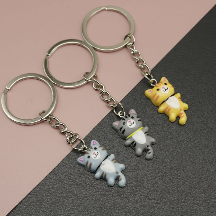 Metal Cat Keychain Bag Charm – Gray