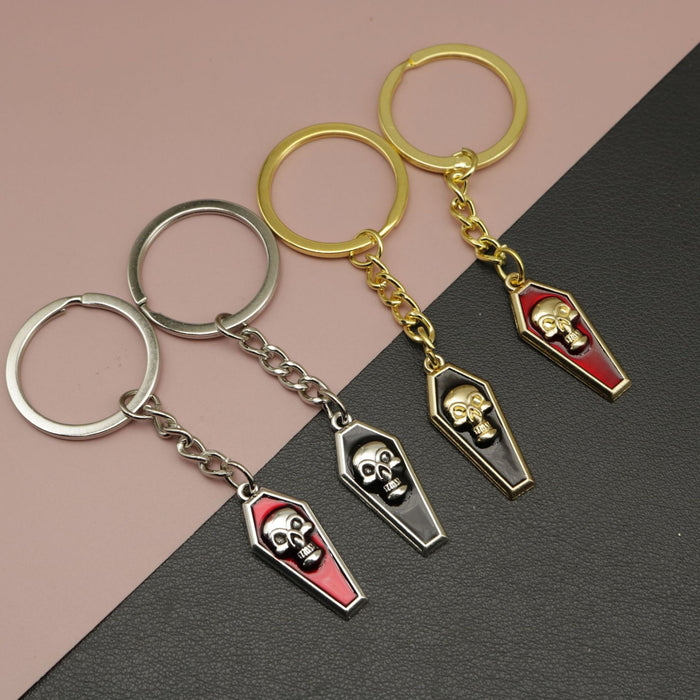 Zinc Alloy Coffin Skull Keychain Bag Charm Gift