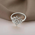 Lotus Flower Ring For Women, Vintage Style Pastoral Fresh Fashion Single Finger Jewelry view 5