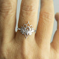 Lotus Flower Ring For Women, Vintage Style Pastoral Fresh Fashion Single Finger Jewelry view 6