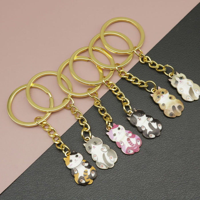 Zinc Alloy Enamel Cat Keychain Bag Charm Gift