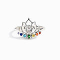 Colorful Cubic Zirconia Lotus Flower Ring For Women, Korean European Fresh Daily Jewelry view 5
