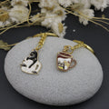Metal Coffee Cat Keychain Bag Charm view 3