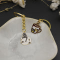 Metal Coffee Cat Keychain Bag Charm view 4