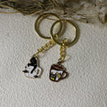 Metal Coffee Cat Keychain Bag Charm view 2