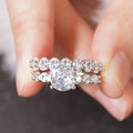 European Round Geometric Couple Ring For Women Fashion Zircon Inlaid Proposal Jewelry view 3