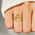 Marquise Line Design Ring With Inlaid Zircon, Chinese Style Fashion Statement Finger Jewelry view 1