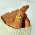 Forest Style Sunflower Ring For Women, Pastoral Floral Finger Ring, Fresh Fashion Jewelry view 2