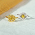 Forest Style Sunflower Ring For Women, Pastoral Floral Finger Ring, Fresh Fashion Jewelry view 3