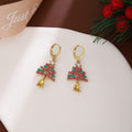 Luxury Colorful Rhinestone Christmas Tree Star Hollow Dangle Drop Earrings for Women Festive Alloy Earrings view 4