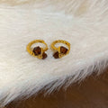 Gold Plated Square Zircon Twist Hoop Earrings For Women, Geometric Luxury Fashion Ear Jewelry view 3
