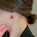 Gold Plated Square Zircon Twist Hoop Earrings For Women, Geometric Luxury Fashion Ear Jewelry view 4