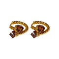 Gold Plated Square Zircon Twist Hoop Earrings For Women, Geometric Luxury Fashion Ear Jewelry view 5