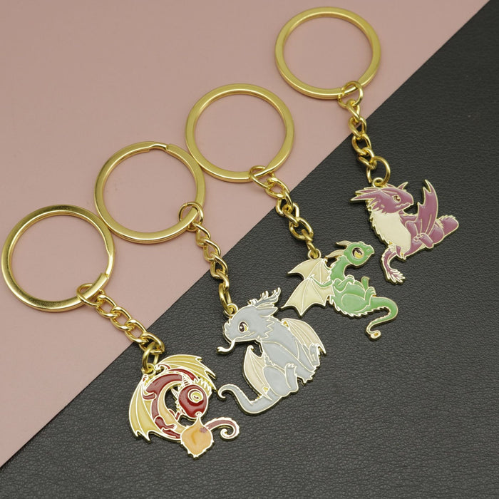 Metal Enamel Dragon Keychain Bag Charm Gift