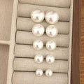 Light Luxury Copper Pearl Bow Tassel Chain Asymmetric Geometric Stud Earrings For Women view 4