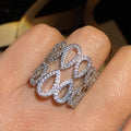 Metal Micro Pave Water Drop Adjustable Open Ring, Hollow Shiny Light Luxury Jewelry view 3