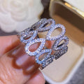 Metal Micro Pave Water Drop Adjustable Open Ring, Hollow Shiny Light Luxury Jewelry view 2