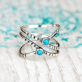 Vintage Bohemian Geometric Turquoise Inlay Ring, Fashion Single Finger Ring Jewelry view 2