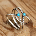 Vintage Bohemian Geometric Turquoise Inlay Ring, Fashion Single Finger Ring Jewelry view 1
