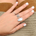 Vintage Bohemian Geometric Turquoise Inlay Ring, Fashion Single Finger Ring Jewelry view 3