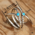 Vintage Bohemian Geometric Turquoise Inlay Ring, Fashion Single Finger Ring Jewelry view 4