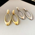 Metal Oval Hollow Pendant Drop Earrings For Women Chic Geometric Statement Style view 3