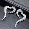European American Zircon Stud Earrings For Women Shiny Open Heart Light Luxury Ear Jewelry view 2