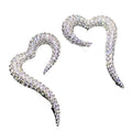 European American Zircon Stud Earrings For Women Shiny Open Heart Light Luxury Ear Jewelry view 5