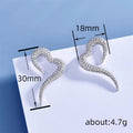 European American Zircon Stud Earrings For Women Shiny Open Heart Light Luxury Ear Jewelry view 4