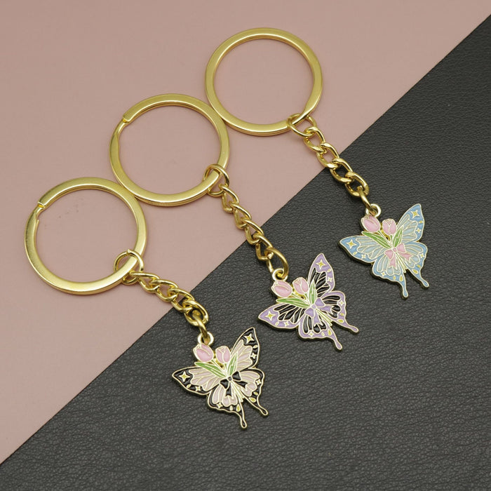 Metal Enamel Butterfly Keychain Bag Charm Gift