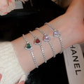 2026 New Colorful Crystal Heart Copper Bangle, Elegant Style Luxury Fashion Bracelet view 4
