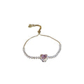 2026 New Colorful Crystal Heart Copper Bangle, Elegant Style Luxury Fashion Bracelet view 5