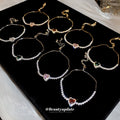 2026 New Colorful Crystal Heart Copper Bangle, Elegant Style Luxury Fashion Bracelet view 3