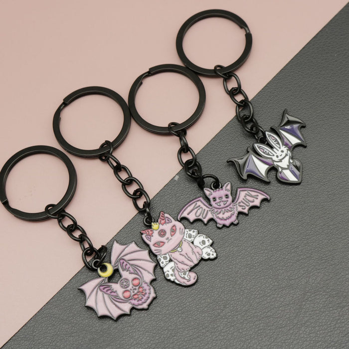 Zinc Alloy Enamel Bat Keychain Bag Charm Gift
