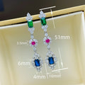 Colorful Zircon Inlaid Geometric Drop Earrings For Women, Elegant Banquet Engagement Jewelry view 4