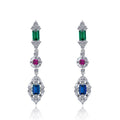 Colorful Zircon Inlaid Geometric Drop Earrings For Women, Elegant Banquet Engagement Jewelry view 5