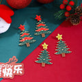 Luxury Red Green Rhinestone Enamel Star Christmas Tree Alloy Drop Dangle Holiday Party Women Earrings view 1