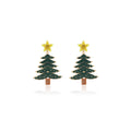 Luxury Red Green Rhinestone Enamel Star Christmas Tree Alloy Drop Dangle Holiday Party Women Earrings view 5
