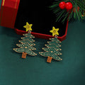 Luxury Red Green Rhinestone Enamel Star Christmas Tree Alloy Drop Dangle Holiday Party Women Earrings view 4