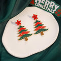 Luxury Red Green Rhinestone Enamel Star Christmas Tree Alloy Drop Dangle Holiday Party Women Earrings view 3