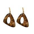 Hong Kong Style Vintage Leopard Print Resin Geometric Stud Earrings With Ring Line Design view 5