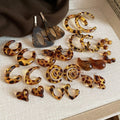 Hong Kong Style Vintage Leopard Print Resin Geometric Stud Earrings With Ring Line Design view 3